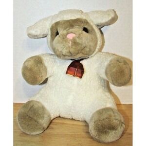 Wal-mart sheep lamb plush off-white cream tan copper cow bell sitting seated